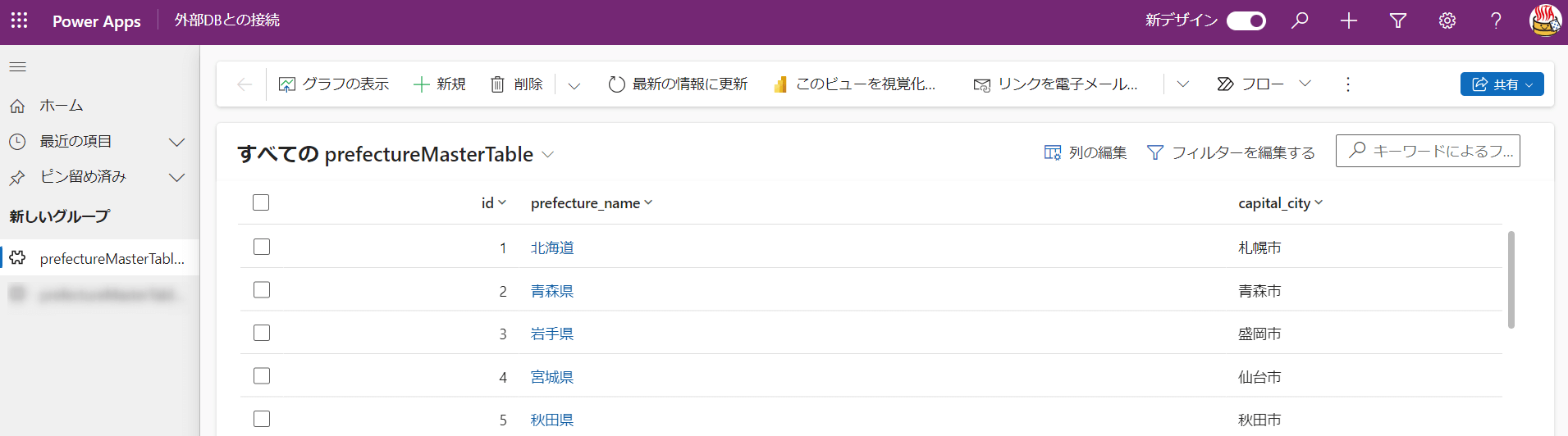 モデル駆動型アプリ_仮想テーブル